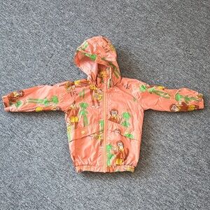 Mini Rodini Orange Raincoat with Green and Brown Accents